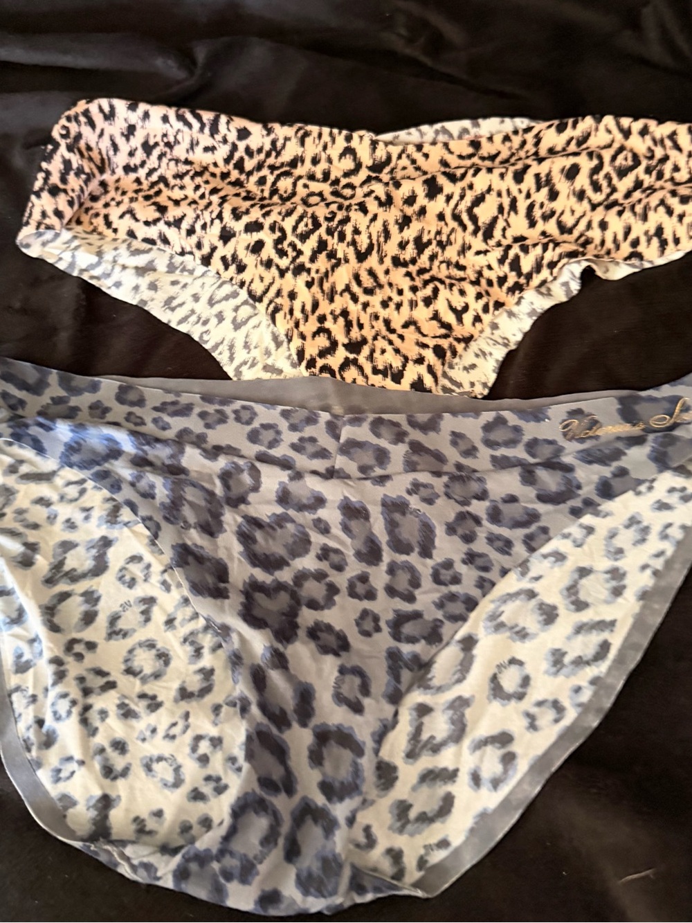 Victoria's Secret Leopard Print Hipster & Bikini Panty Set - Tan and Blue